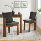 Modway Alba Armless Upholstered Dining Chairs - Charcoal - 2 Pack-Non-Marking Foot Pins