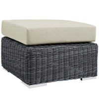 Modway Summon Outdoor Patio Sunbrella Ottoman - Canvas/Antique Beige-Long Lasting Sunbrella Fabric 