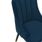 Manhattan Comfort Eda 22.83" Modern Velvet Upholstered Dining Chair - Midnight Blue-Unique Beautiful Vertical Stitched Upholstered Design with Lower Back Wrap