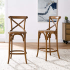 Modway Gear Counter Stool - Walnut-Non-Marking Foot Caps