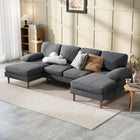 HOMCOM U Shape Sofa with Double Chaise Lounge for Living Room - Dark Grey-Comfortable seating with spring pack and high-density foam-filled seat cushions