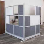 Luxor Modular Wall with Whiteboard - 53" W x 48" H - Segmented Grey Frame, Frosted Acrylic, Cool Grey PET-Integrates with the Room Divider System for scalable layouts