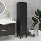 Kleankin Tall Bathroom Storage Cabinet with Adjustable Shelves - Black-Slim, compact design is space-saving, ideal for limited space