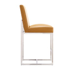 Manhattan Comfort Element 16.34" Modern Faux Leather Upholstered Counter Stool - Camel and Polished Chrome - 2 Pack-21.3" L x 23" W x 37.2" H