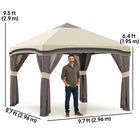 Outsunny 10 ft W x 10 ft L Pop Up Canopy Foldable Party Tent with Nettings - Beige-Removable mesh walls, which can give you better protection
