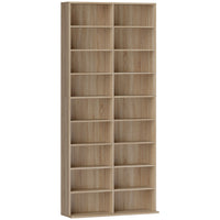 HOMCOM DVD Shelf - Natural Wood-Holds up to 640 CDs/360 DVDs. Or use for books, other media or decorations