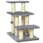 PawHut 3-Tier Dog Stairs with Sisal Scratching Post - White & Grey-Supports up to 22 lbs. (10 kg) with thick particleboard, ensuring a stable structure 