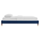 Modway Harlow Performance Velvet Full Platform Bed Frame - Navy-Wood Slat Support System