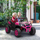Qaba 24V 7AH Big Battery Powered Kids Ride Car with 2 Seater - Pink-Spring suspension in the rear wheels smooths out rides on varied terrains 
