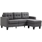 HOMCOM 3 Seater Sectional Sofa with Ottoman - Dark Grey-Place the ottoman in the front to create a lounger, or use it separately as a footrest