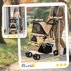 PawHut 4-Wheel One-Click Folding Pet Stroller with Brakes, Cup Holder and Travel Carrier - Coffee-Removable cushion for various needs 