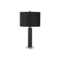 Monarch Specialties 28" H Contemporary Table Lamp - Black Metal / Black Shade-This contemporary and stylish 28"h table lamp is designed with an eye-catching black metal cylinder body fitted into a clear, circular acrylic base, topped with a chic ivory linen drum shade, and finished with a black finial