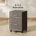 Vinsetto Mobile 2-Drawer Letter/A4 Filing Cabinet with Wheels - Grey-5 omnidirectional wheels, 2 of which have brakes and 1 can prevent tipping
