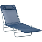 Outsunny Outdoor Lounge Chair - Folding Adjustable Reclining Chair - Dark Blue-5-level adjustable backrest allow you to find optimal level of comfort