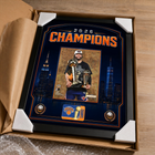 Frameworth New York Knicks 2026 Champions: Jalen Brunson Trophies PhotoGlass Framed Photo - 18" W x 22" H - Orange-6