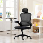 HOMCOM Ergonomic Office Chair with Lumbar Support and Flip-Up Armrests - Black-Adjustable and rotatable headrest offers tailored neck support for optimal comfort