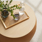 Modway Perla Round Vegan Leather Storage Ottoman - Tan-Multifunctional Ottoman