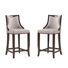 Manhattan Comfort Emperor 19" Traditional Faux Leather Upholstered Bar Stool - Light Grey - 2 Pack-Traditional Barstool with Backseat Perfect for Bar and Kitchen Use. Set of 2