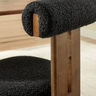 Modway Torian Boucle Fabric Dining Chair - Walnut Black - Set of 2-Rolled Backrest Pillow for Support