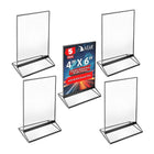 Azar Desktop/Countertop Top/Side Loading Acrylic Card Holder - Clear/Black - 5 Pack-Frame material: acrylic