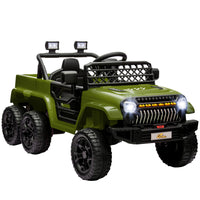 Qaba 12V 7A Kids Electric RC Car w/ 4WD/2WD Switch - Green-12V four motors can seamless switching between 4x4 drive and 2x2 drive 