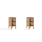 Manhattan Comfort Versailles 11.81" Industry Chic End Table 2-Piece Set - Nature-Modern - Industry Chic Cane End Table Perfect for Living Room and Bedroom Use. Set of 2
