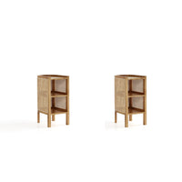 Manhattan Comfort Versailles 11.81" Industry Chic End Table 2-Piece Set - Nature-Modern - Industry Chic Cane End Table Perfect for Living Room and Bedroom Use. Set of 2