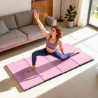 Soozier Folding Gymnastics Tumbling Mat - Exercise Mat with Carrying Handles for Yoga - MMA - Martial Arts - Pink - 4' W x 6' L x 2" D-2" Thick firm high-density EPE eco-friendly foam for ultimate comfort and durability 