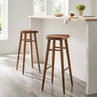 Modway Saville Backless Wood Bar Stools - Walnut - Set of 2-Backless Design