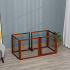 PawHut Wooden Freestanding Pet Gate with 6 Panels and 2 Support Feet - Coffee-This dog fence can be completely folded up for easy storage 