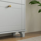 HOMCOM Modern Shoe Cabinet with 3 Flip Drawers for 12 Pairs - Grey-Made from painted MDF and particleboard for durability