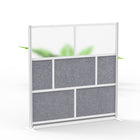 Luxor Modular Wall - 70" W x 70" H - Segmented Grey Frame, Frosted Acrylic, Cool Grey PET-Creates semi permanent privacy in shared spaces