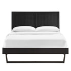 Modway Alana Wood Full Platform Bed with Angular Frame - Black-Full Headboard With Panel Detail