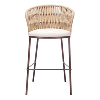 Zuo Freycinet Barstool - Natural - Set of 2-Removable and washable cushion cover