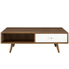 Modway Transmit Coffee Table - Walnut White-Durable Particleboard