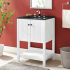 Modway Steam 24" Bathroom Vanity - White/Black-8" Centerset Faucet Holes