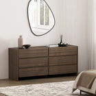 Manhattan Comfort Linda 72" Modern 6-Drawer Double Dresser - Walnut Brown-Includes 6 Spacious Drawers with .75 Extension