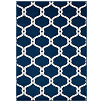 Modway Beltara Chain Link Transitional Trellis Area Rug - 8 ft W x 10 ft L - Moroccan Blue/Ivory-Chain Link TransitionalArea Rug