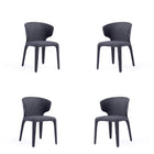 Manhattan Comfort Conrad 20.47" Mid-Century Modern Woven Tweed Upholstered Dining Chair - Black - Set of 4-Mid-Century Modern Dining Chair for Dining Room Use. Set of 4