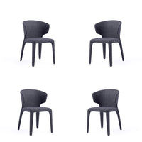 Manhattan Comfort Conrad 20.47" Mid-Century Modern Woven Tweed Upholstered Dining Chair - Black - Set of 4-Mid-Century Modern Dining Chair for Dining Room Use. Set of 4