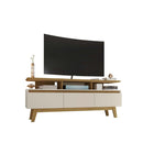 Manhattan Comfort Yonkers 62.99" Mid-Century Modern TV Stand - Off White and Cinnamon-Home Assembly Required. All Hardware Included