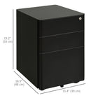 Vinsetto 3-Drawer Office Filing Cabinet with Wheels Lockable - Black-Large drawer with adjustable rail adjusts to fit A4, legal and letter files
