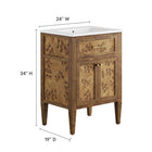 Modway Elysian 24" Wood Bathroom Vanity - White/Brown-Ceramic Sink Basin
