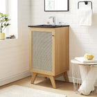 Modway Soma 18" Bathroom Vanity - Oak/Black-Metal Doorknob