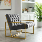 Modway Bequest Gold Stainless Steel Performance Velvet Accent Chair - Grey-Gold Stainless Steel Frame