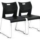 Global Duet Armless Stacking Ganging Chair - Night - Black-Wall saver frame design, rear legs hit the baseboard first leaving clearance between the back of the chair and the wall, saving both the chair and the wall from damage