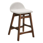 Modway Juno Wood Counter Stool - Ivory Fabric - Set of 2-Mid Century Wood Counter Stool