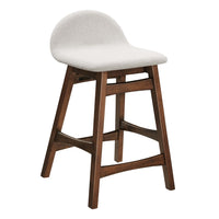 Modway Juno Wood Counter Stool - Ivory Fabric - Set of 2-Mid Century Wood Counter Stool