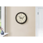 Monarch Specialties Clocks 16" Round Wall Clock - Antique Brown -Featuring easy to read printed numerical design and eye-catching image display with black metal hands under a clear glass surface