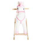 Qaba Kids Plush Unicorn Rocking Horse with Realistic Sounds - White & Pink-Recommended for ages 36 months and up 